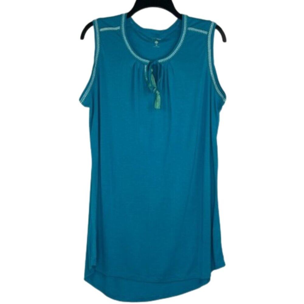 Ruff Hewn sleeveless key hole teal blue blouse size 1X
